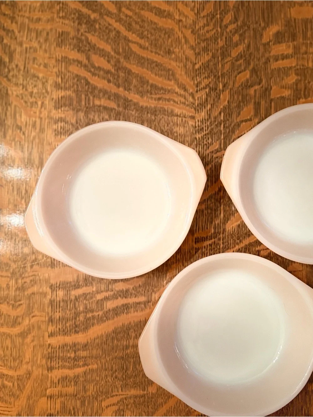 Vintage Anchor Hocking Fire-King Peach Lustre Swirl Bowls Set of 3 MCM